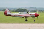G-YAKF @ EGSU - G=YAKF 1991 Aerostar Yak-52 D Day Display Duxford 01.06.24 - by PhilR