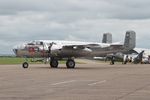 N6123C @ EGSU - N6123C (44-86893) 1945 North American B-25J Mitchell Red Bull D Day Display Duxford 01.06.24 (1) - by PhilR