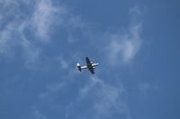 N6123C - Red Bull's B-25J Mitchell flying over Karlsruhe on its way from Northampton via Manston back home to Salzburg. - by Ingo Frerichs