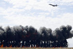 85-0068 @ KEDW - B-1 flyby with pyro wall of fire.