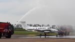N121LB @ EHLE - Aircraft has been purchased by Zeusch Aviation and arrives in Lelystad for the first time from America, welcomed with a water salute