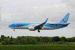 OO-JAU @ LFRB - Boeing 737-8K, Landing rwy 25L, Brest-Bretagne airport (LFRB-BES) - by Yves-Q
