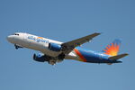 N277NV @ KSRQ - Allegiant Flight 1374 departs Runway 32 at Sarasota-Bradenton International Airport enroute to Asheville Regional Airport