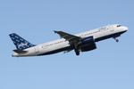 N706JB @ KSRQ - Jet Blue Airbus A320 departs Runway 14 at Sarasota-Bradenton International Airport