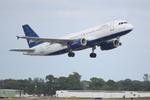 N554JB @ KSRQ - Jet Blue Air Bus A320 departs from Runway 14 at Sarasota-Bradenton International Airport enroute to John F Kennedy International Airport - by Suncoast Spotter
