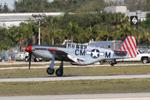 N251MX @ KSRQ - P-51 Mustang Betty Jane lands on Runway 32 at Sarasota-Bradenton International Airport - by Suncoast Spotter