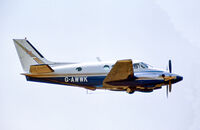 G-AWWK @ EGBL - Air Display. Low pass with starboard engine feathered and undercarriage still in the process of retracting. Subsequently registered as G-BHGT and G-BLNA. Sold in USA, 23-Apr-1990 became N7138C. - by Gordon Riley