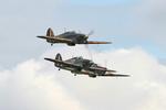 G-ROBT @ EGSU - P2902, BE505 & Z7015 Hawker Hurricanes BoB Air Show Duxford - by PhilR