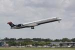 N934FJ @ KSRQ - US Air Flight 2709 operated by Mesa departs Runway 14 at Sarasota-Bradenton International Airport enroute to Charlotte-Douglas International Airport