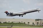 N934FJ @ KSRQ - US Air Flight 2709 operated by Mesa departs Sarasota-Bradenton International Airport enroute to Charlotte-Douglas International Airport
