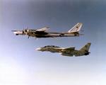 161422 - >>Soviet Tu-95 Bear maritime recon aircraft escorted by U.S. Navy F-14 TOMCAT as the Soviet aircraft approached the Carrier Battle Group. LCDR Greg Quist pilots the VF-142 TOMCAT<< - BuNo 161422; now at NAS Wildwood Museum, NJ. CDR (ret) G. Quist submits - by Greg-Quist submitted originally; 