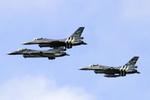 FA-57 @ EGVA - FA57, 101 & 124 1982, 1988 & 1990 General Dynamics F-16AMs Belgian Air Component Flypast RIAT Fairford 