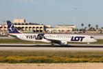 SP-LNI @ LMML - Embraer 195LR reg SP-LNI of Lot Polish Airlines in special colors, rolling RW13 on departure from Malta. - by raymond