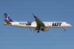 SP-LNG @ LMML - Embraer ERJ 195AR reg SP-LNG of LOT Polish Airlines on the approach of RW13 to land in Malta. - by raymond