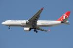 TC-JIO @ LMML - Airbus A330-223 of Turkish Airlines reg TC-JIO landing on RW13 in Malta coming in from Istanbul. - by raymond