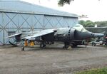 BAPC484 - Hawker Siddeley Harrier GR1 (forward fuselage of XV281 + aft fuselage of a P.1127 test-rig, vertical tail dismounted) awaiting restoration at the Aeroventure South Yorkshire Aircraft Museum, Doncaster
