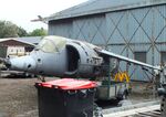 BAPC484 - Hawker Siddeley Harrier GR1 (forward fuselage of XV281 + aft fuselage of a P.1127 test-rig, vertical tail dismounted) awaiting restoration at the Aeroventure South Yorkshire Aircraft Museum, Doncaster