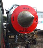 XP706 - English Electric Lightning F3 (front and aft fuselage separated, here front fuselage) being restored at the Aeroventure South Yorkshire Aircraft Museum, Doncaster