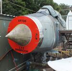 XP706 - English Electric Lightning F3 (front and aft fuselage separated, here front fuselage) being restored at the Aeroventure South Yorkshire Aircraft Museum, Doncaster