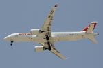 HB-JCO @ LMML - Bombardier CSeries CS300 reg HB-JCO of Swiss on long finals for RW13 Malta- - by raymond