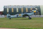 G-BWUE @ EGSU - Yellow 10 G-BWUE 1949 Hispano HA-1112 M1L Bouchon Duxford - by PhilR