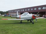 F-AZQQ @ EDOI - Pilatus P3-05 at Bienenfarm airfield during the 2025 Quax Bücker-Treffen (Bücker-Meeting) and Vintage Aerobatic World Championships