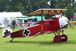 D-EWWI @ EDOI - Fokker Dr I replica at Bienenfarm airfield during the 2025 Quax Bücker-Treffen (Bücker-Meeting) and Vintage Aerobatic World Championships