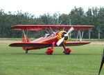 D-EMDV @ EDOI - Boeing (Stearman) PT-13D Kaydet / E75N1 at Bienenfarm airfield during the 2025 Quax Bücker-Treffen (Bücker-Meeting) and Vintage Aerobatic World Championships - by Ingo Warnecke