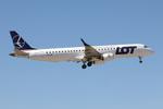 SP-LNN @ LMML - Embraer 195AR reg SP-LNN of LOT Polish Airlines landing in Malta, coming in from Warsaw. - by raymond