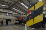 BAPC449 - Handley Page Halifax III (composite airframe, parts from HR792, JP158, LW687, TG536) displayed as RAF LV907 'NP F' on port side and as FAFL LL553 'O H7' of FAFL on starboard side, at the Yorkshire Air Museum, Elvington