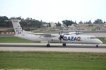 UP-DH003 @ LMML - Bombardier DHC-8-402 Dash 8 reg UP-DH003 of Qazaq Air just after landing on RW13 proceeded to Medavia maintenance facilities for overall. - by raymond
