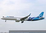 C-GOKE @ LFBO - Landing rwy 14L with special logo on rear fuselage... - by Shunn311