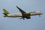 YL-CSG @ LMML - Airbus A220-300 reg YL-CSG of Air Baltic on finals for RW13 landing in Malta. - by raymond