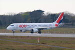 F-HBLA @ LFRB - Embraer 195LR, Lining up rwy 07R, Brest-Bretagne airport (LFRB-BES) - by Yankee Quebec