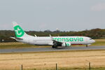 F-GZHZ @ LFRB - Boeing 737-86J, Reverse thrust landing rwy 07R, Brest-Bretagne Airport (LFRB-BES) - by Yankee Quebec