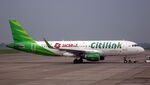 PK-GQJ @ WAHI - Citilink A320 with SiCepat Ekspres sticker during pushback at Yogyakarta, Indonesia