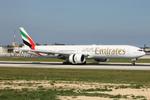 A6-ENG @ LMML - Boeing 777-31H/ER reg A6-ENG of Emirates Airlines arriving in Malta, seen here landing on RW13. - by raymond
