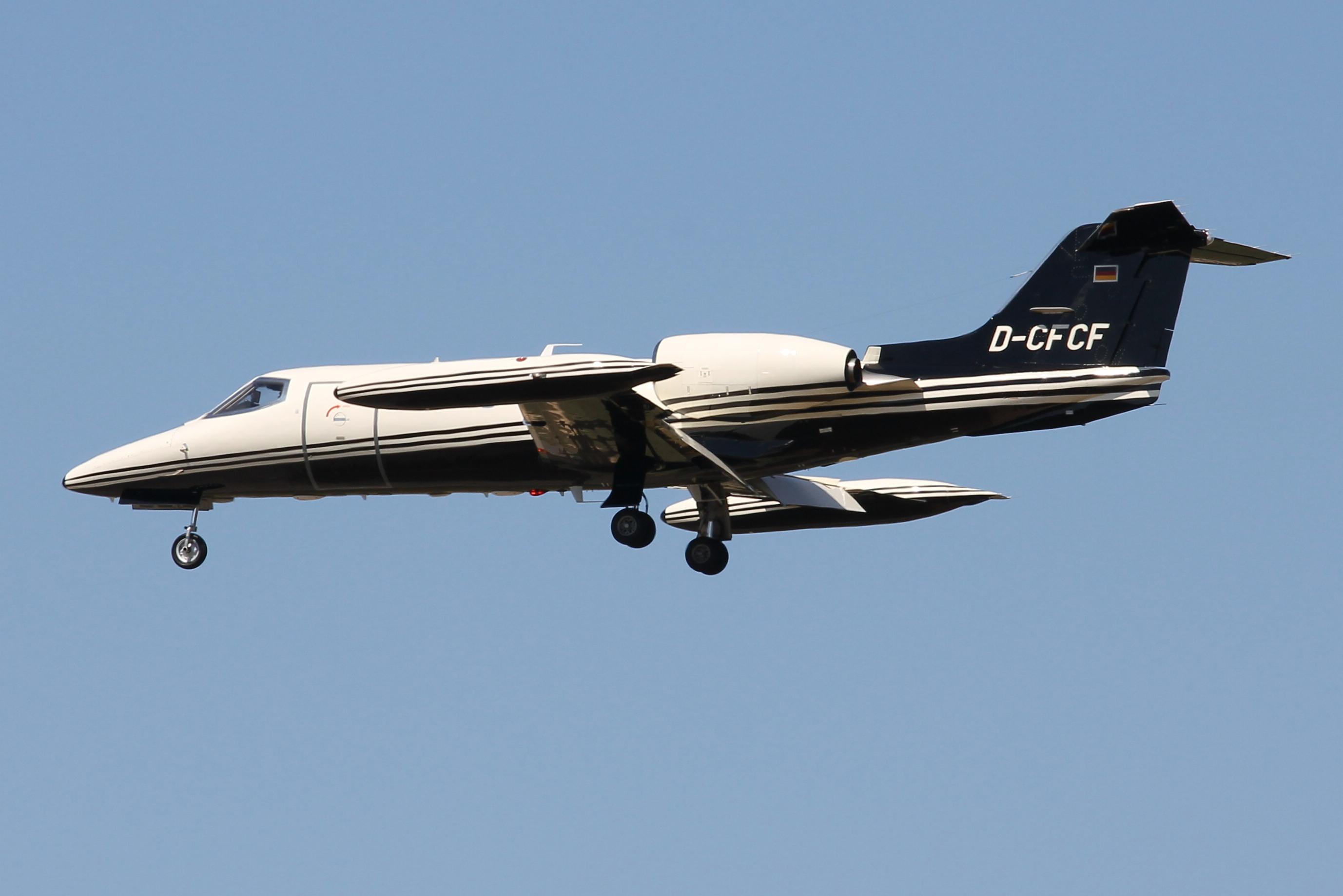 D-CFCF @ LMML - Gates Learjet 35A reg D-CFCF of Quick Air Charter on approach, landing in Malta RW31. - by raymond