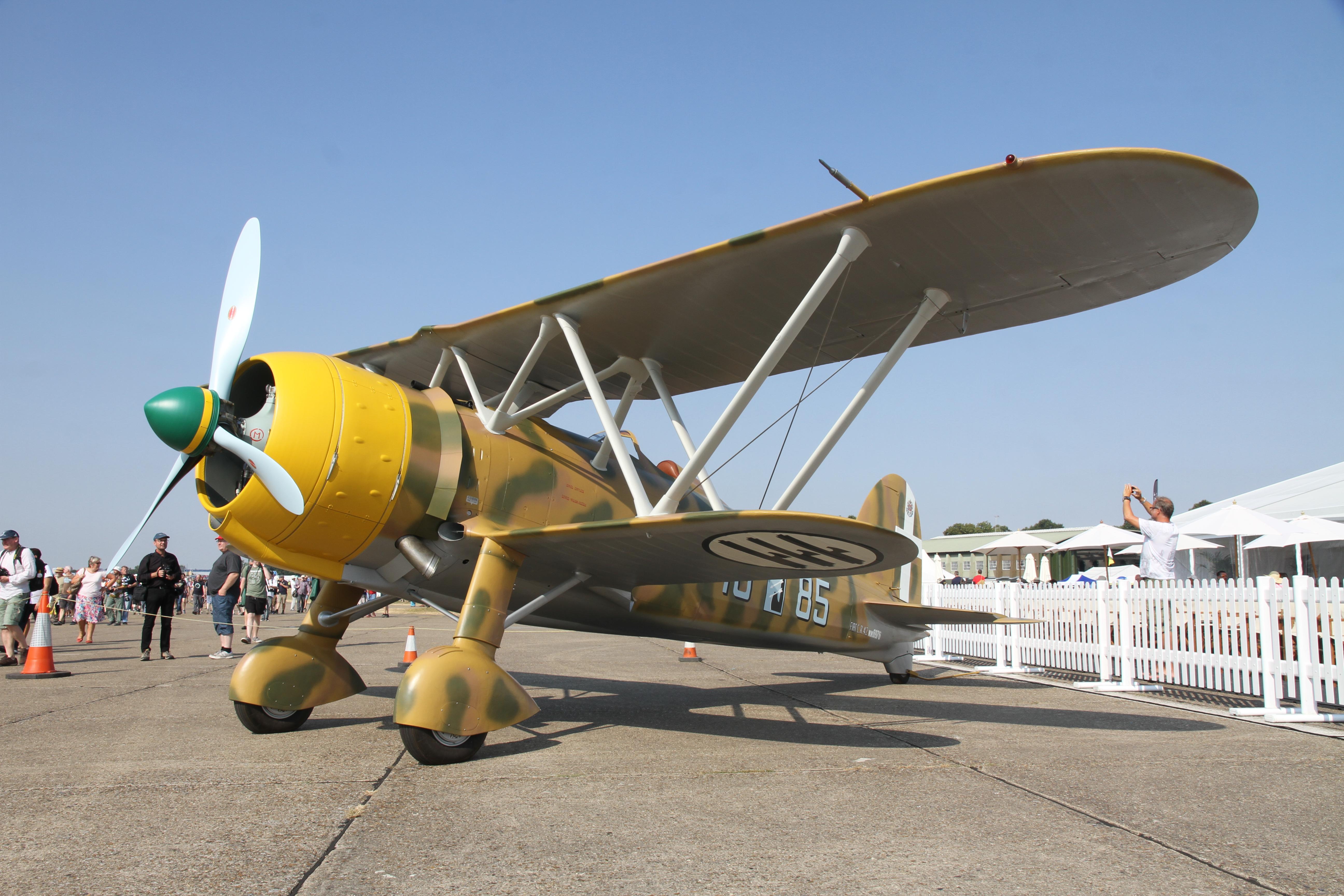 G-CBLS @ EGSU - MM6976 (G-CBLS) 1941 Fiat CR 42 Falco Reggia Aeronautica Flying Legends Duxford 
 - by PhilR