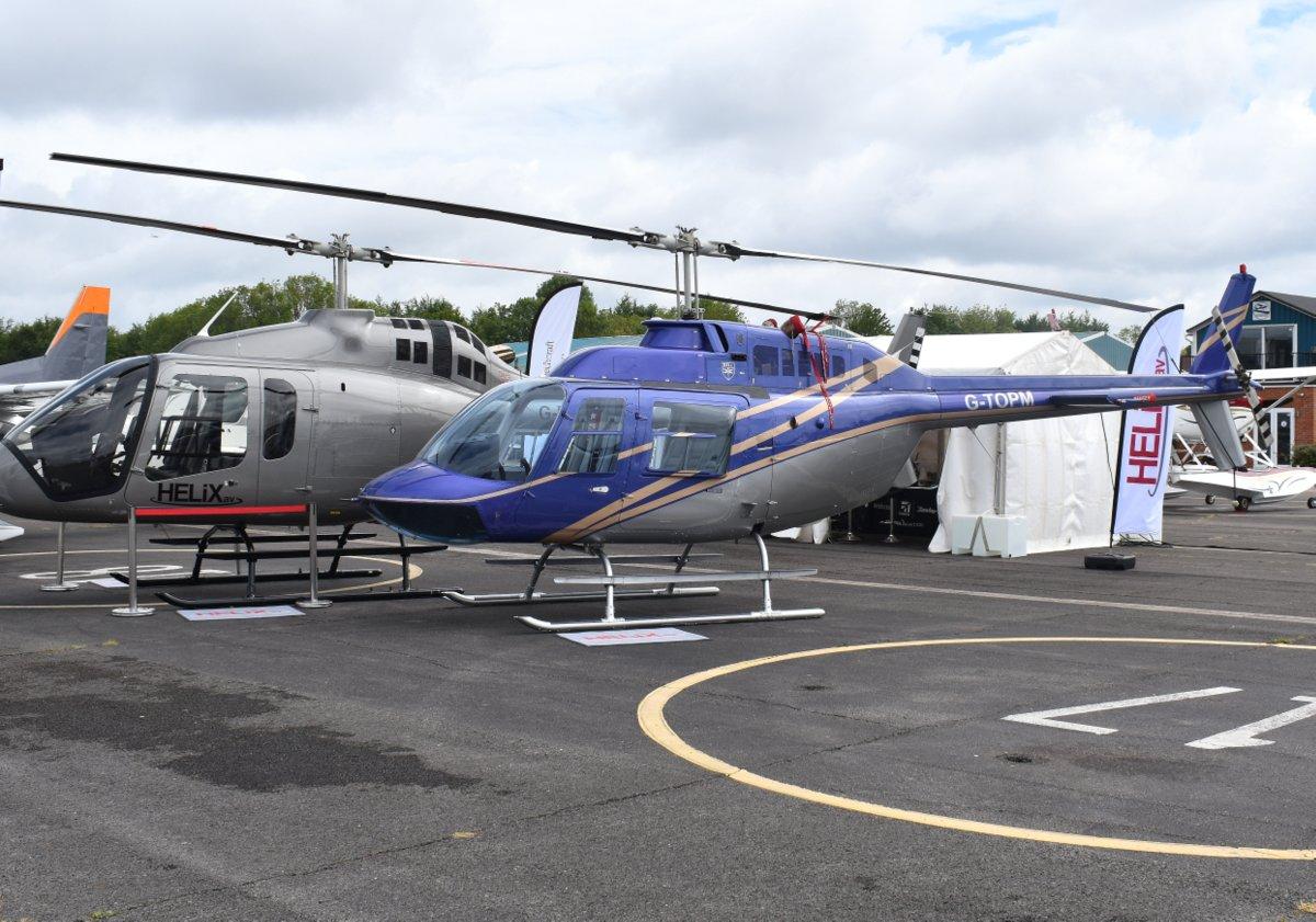 G-TOPM @ EGTB - Agusta AB-206B JetRanger III at Wycombe Air Park. Ex OO-VCI - by moxy
