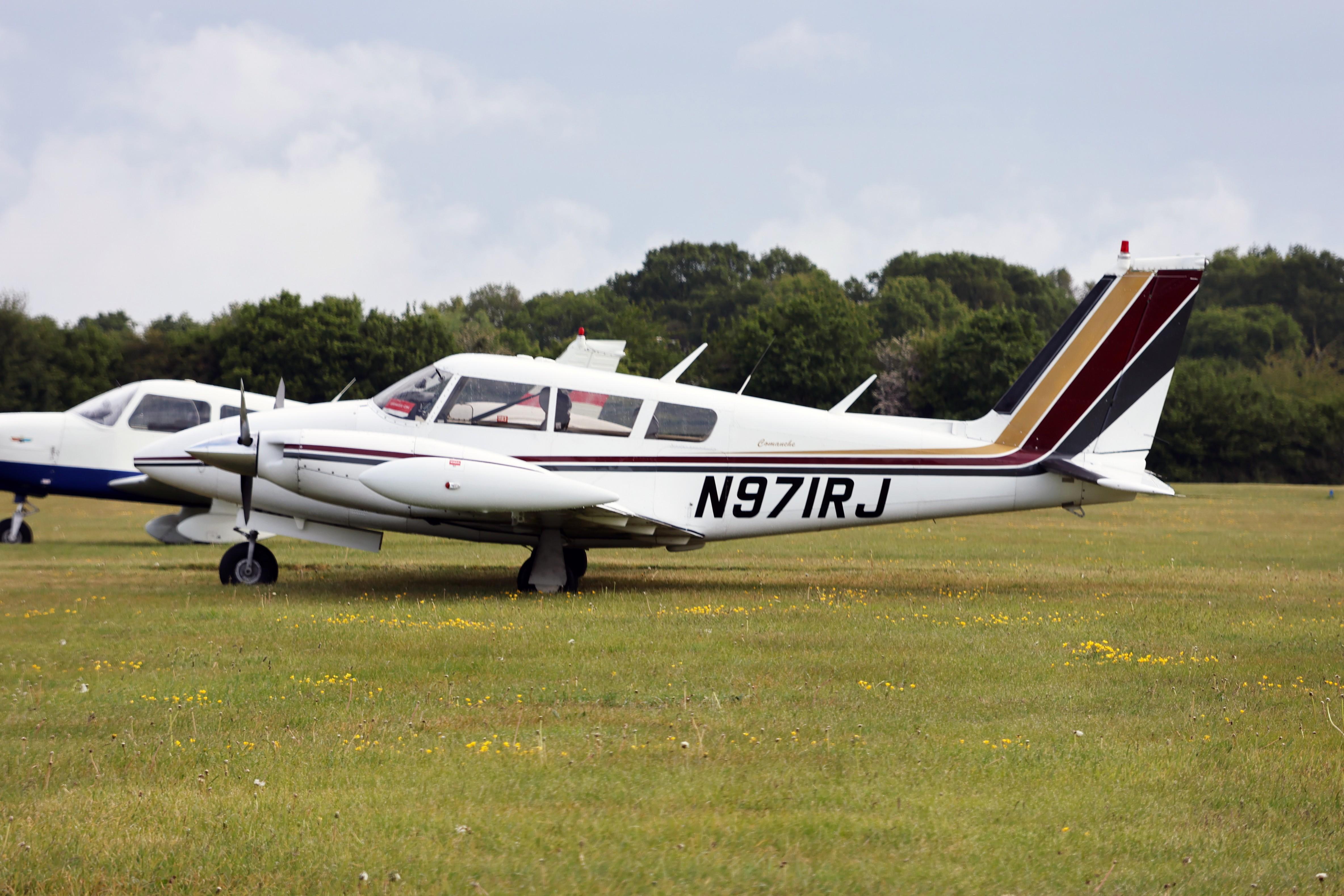 N971RJ @ EGTB - N971RJ 1971 Piper PA-39-160 Twin Comanche Private Flyer Fest Booke - by PhilR