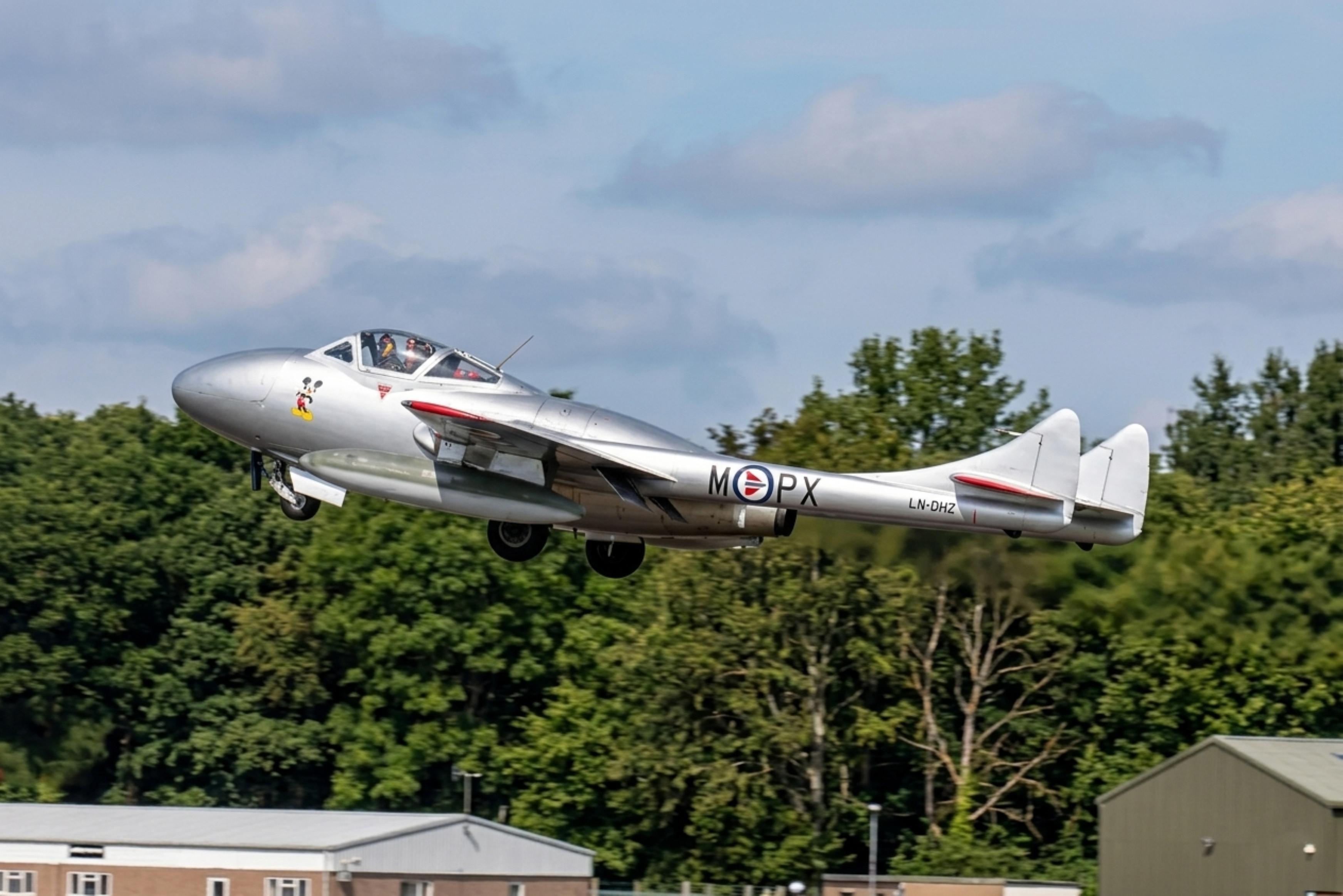 LN-DHZ @ EGTD - LN-DHZ (U1230, G-DHZZ) 1959 DH115 Vampire T55 Wings & Wheels Dunsfold  - by PhilR