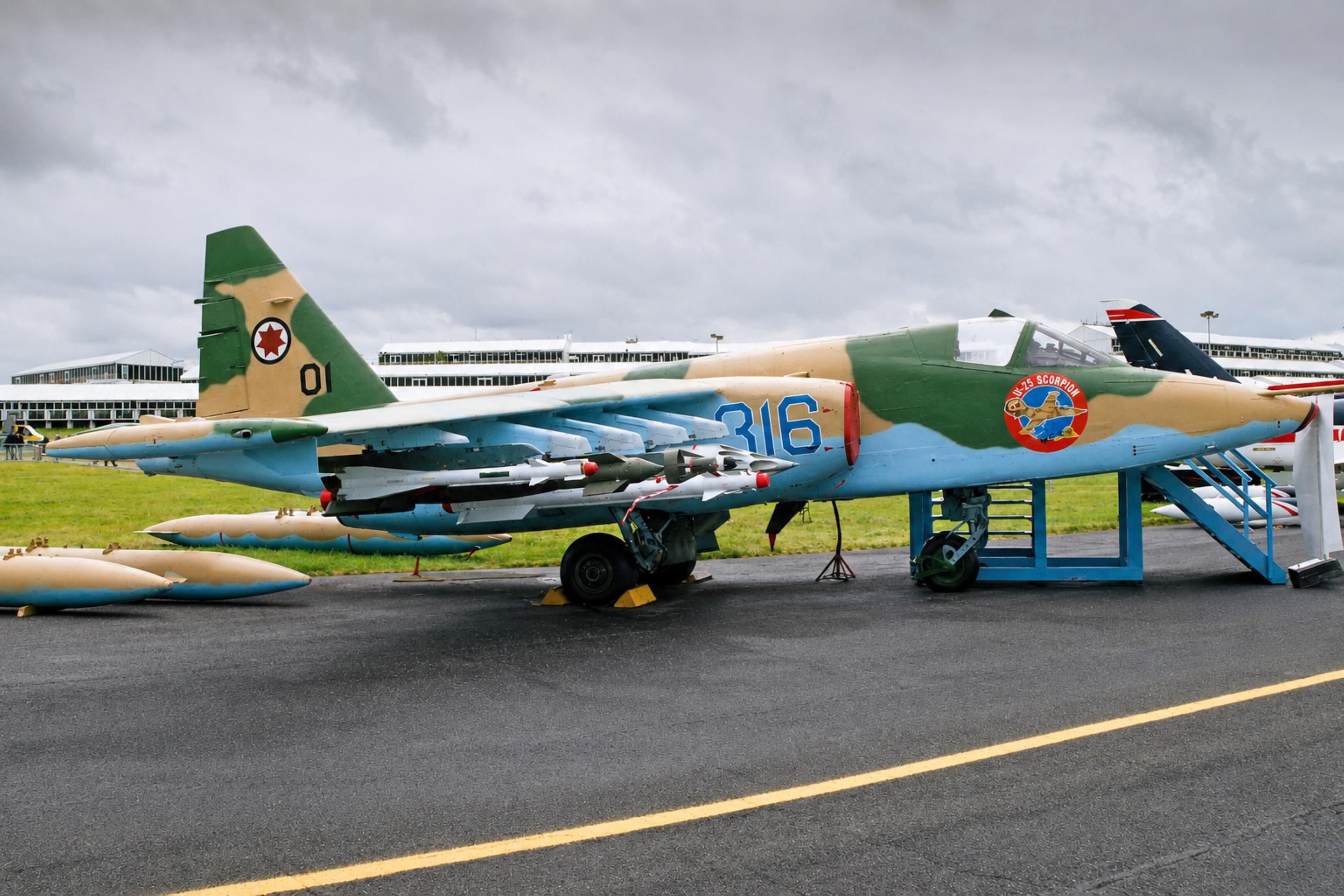 316 @ EGLF - 01 316 TAM Su-25KM Scorpian Georgian AF FIA - by PhilR