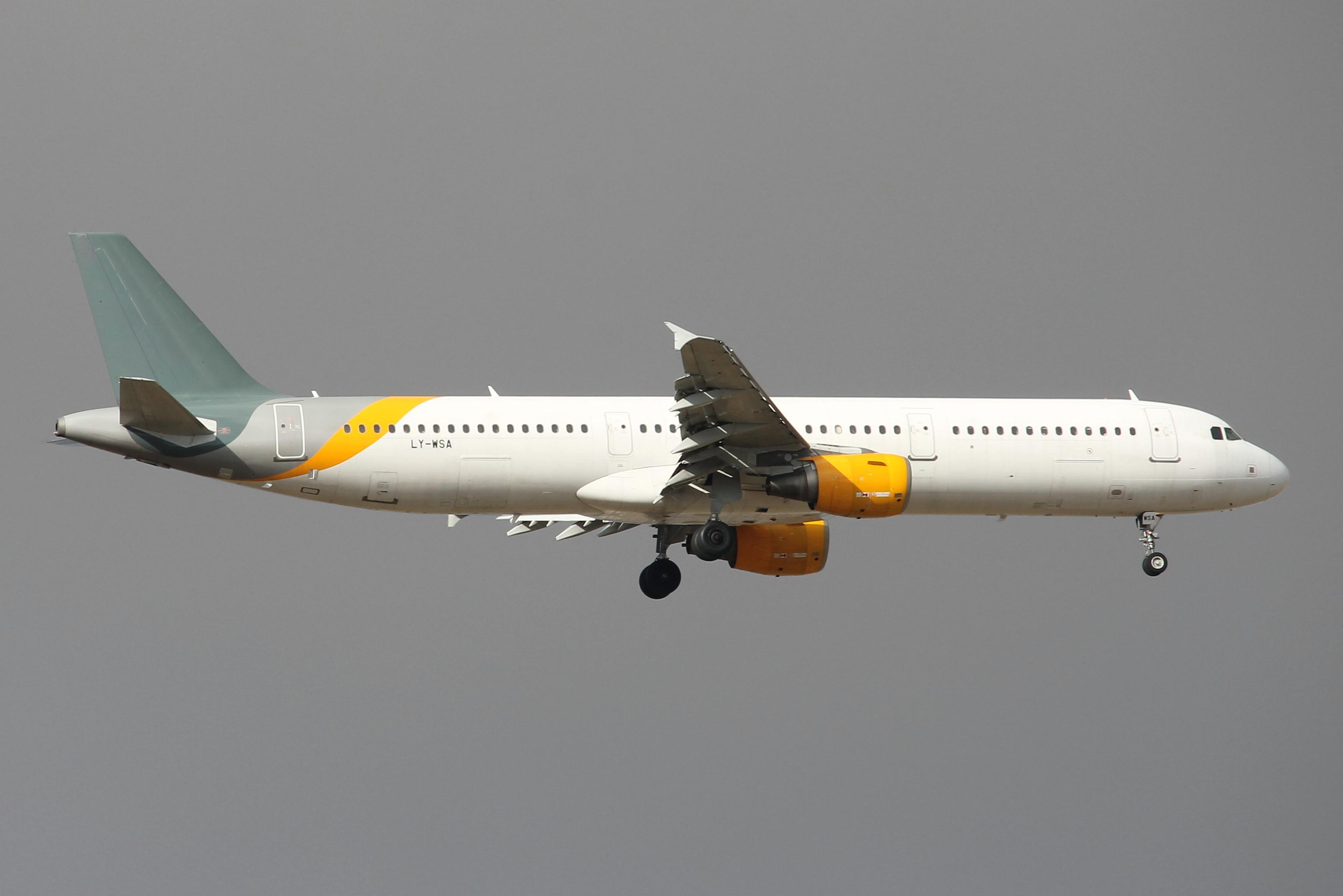 LY-WSA @ LMML - Airbus A321-212 reg LY-WSA of Getjets on final approach for RW13 Malta. - by raymond