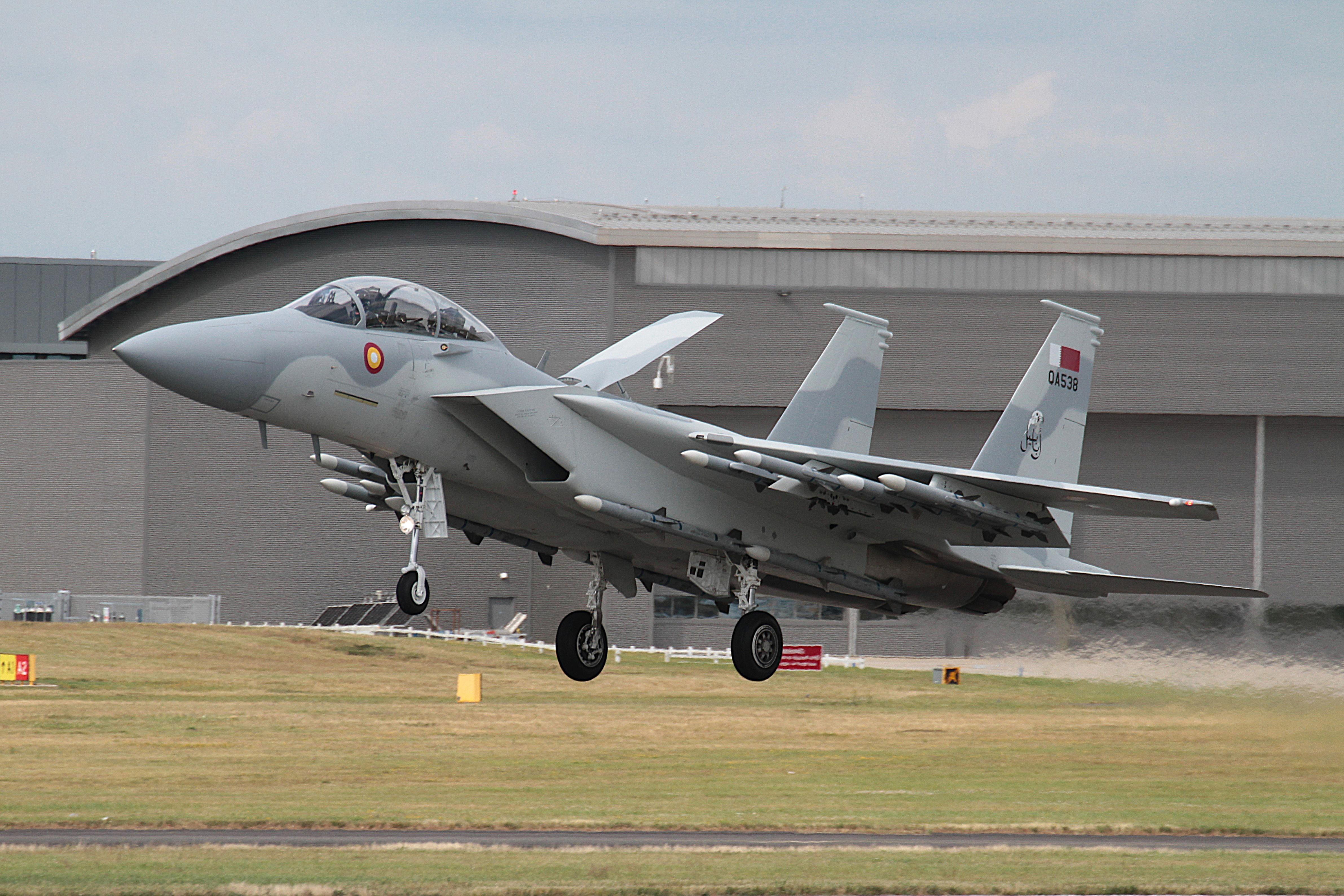 QA538 @ EGLF - QA538 Boeing F-15QA Ababil QEAF FIA Farnborough 
 - by PhilR