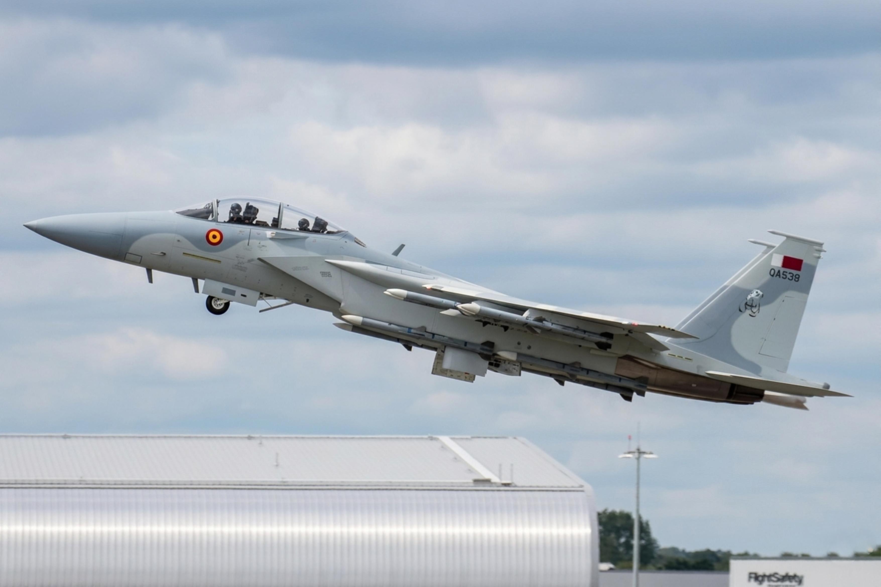 QA538 @ EGLF - QA538 Boeing F-15QA Ababil QEAF FIA Farnborough 
 - by PhilR