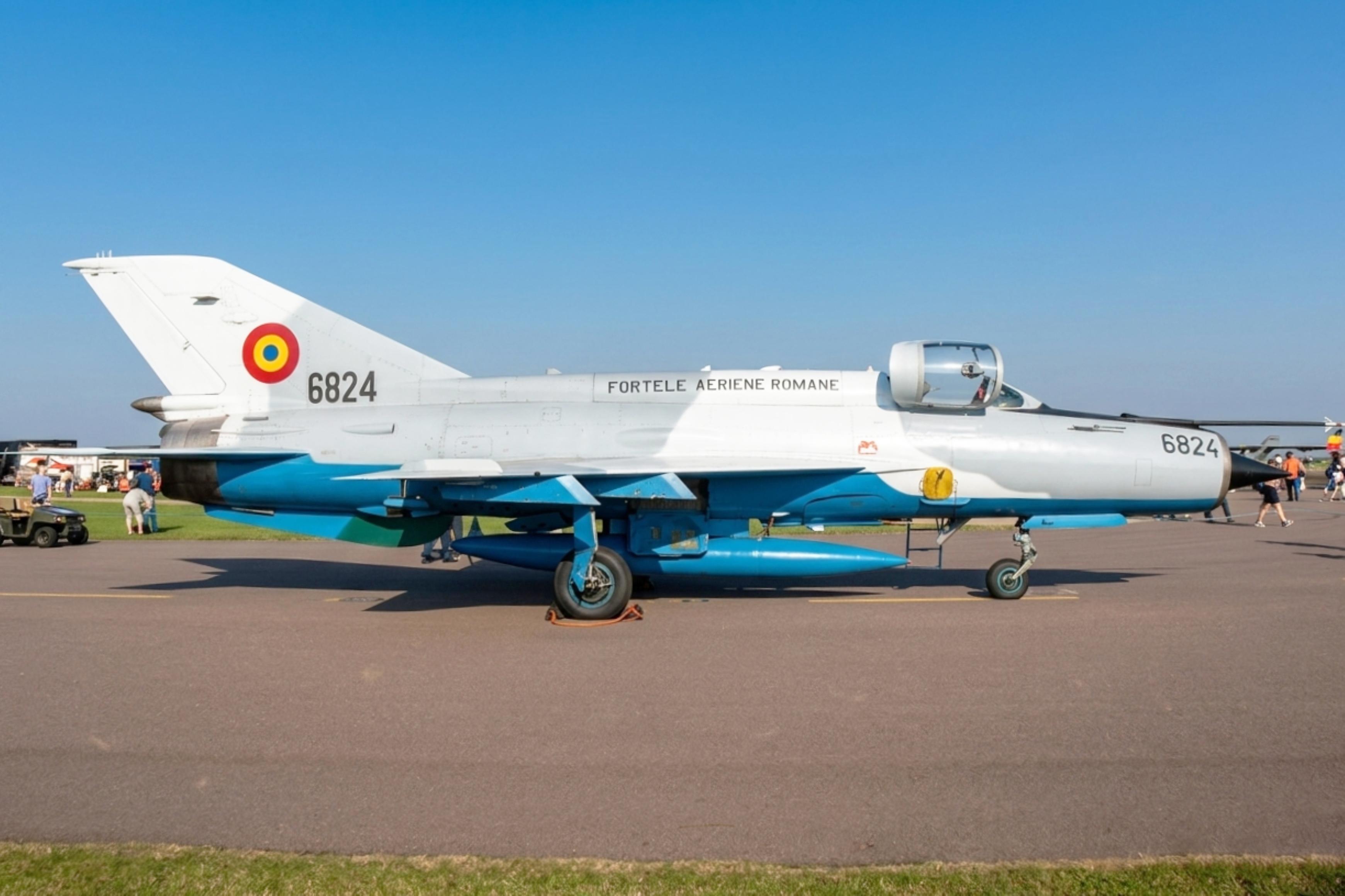 6824 @ EGXJ - 6824 Mig-21 Lancer C RomanianAF RIAT Cottesmore 
 - by PhilR