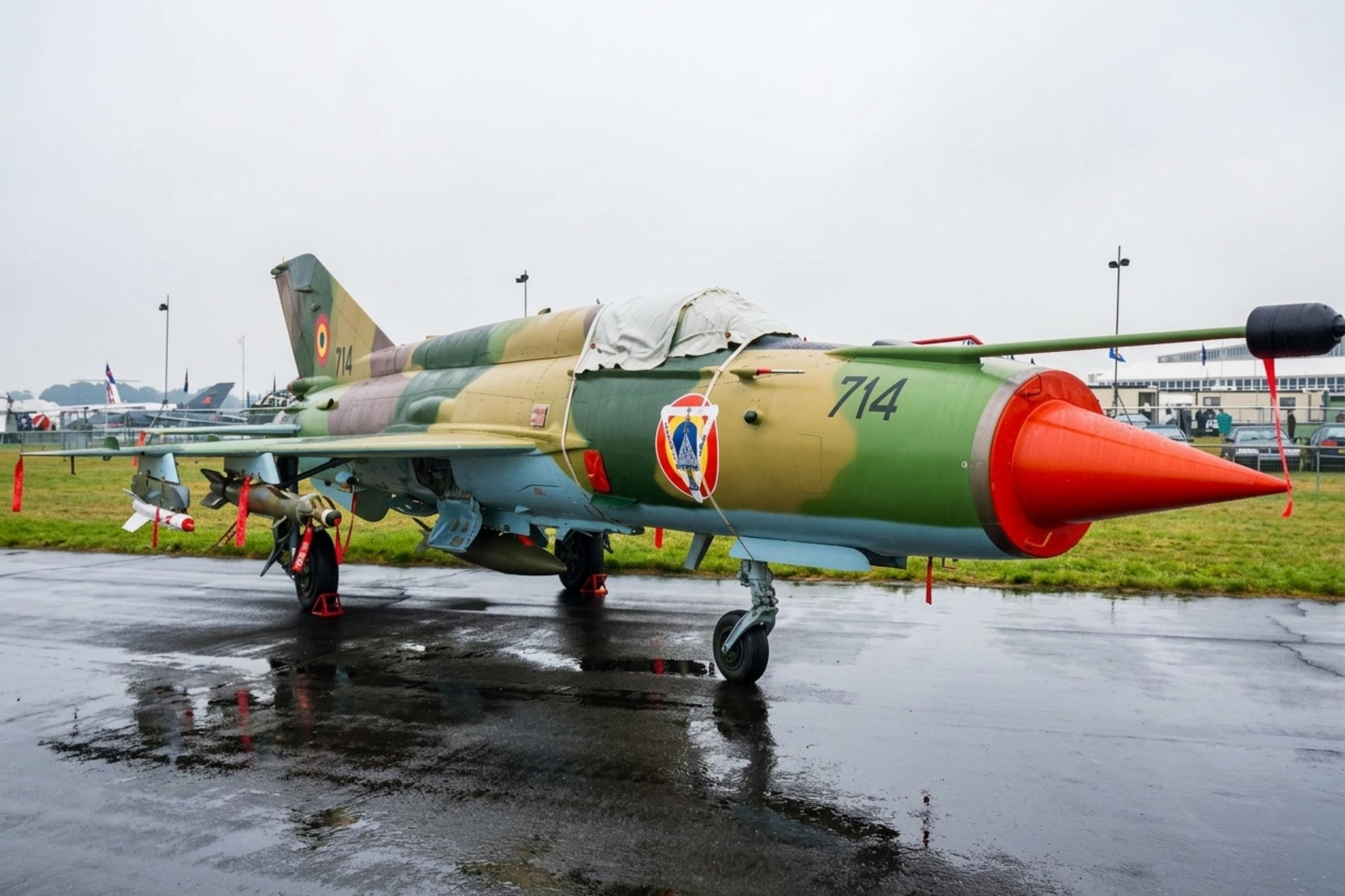 714 @ EGLF - 714 Mig-21 LanceR-A RoumAF SBAC  - by PhilR