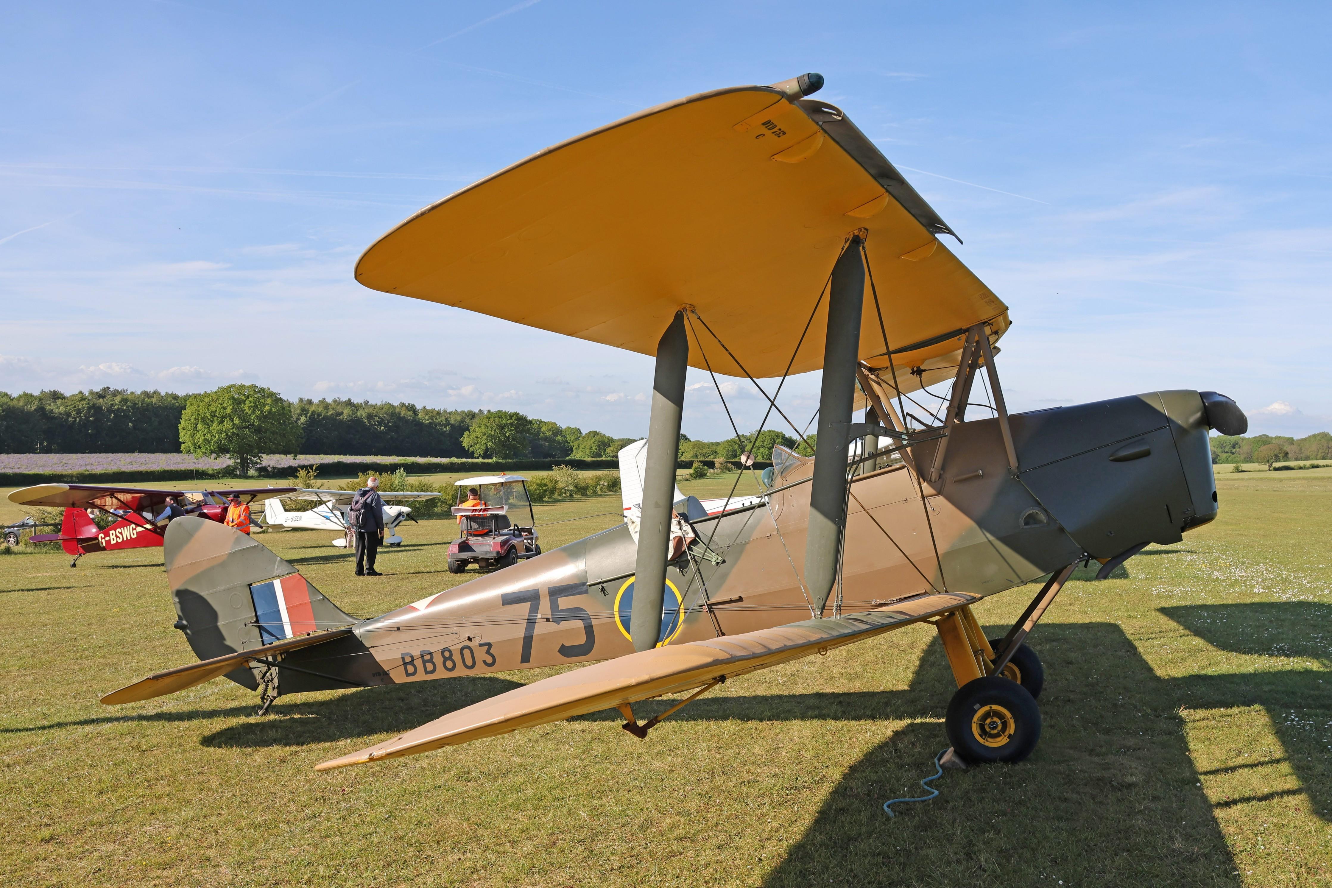 G-ADWJ @ EGHP - BB803 (G-ADWJ) 1935 DH82A Tiger Moth Popham 
 - by PhilR