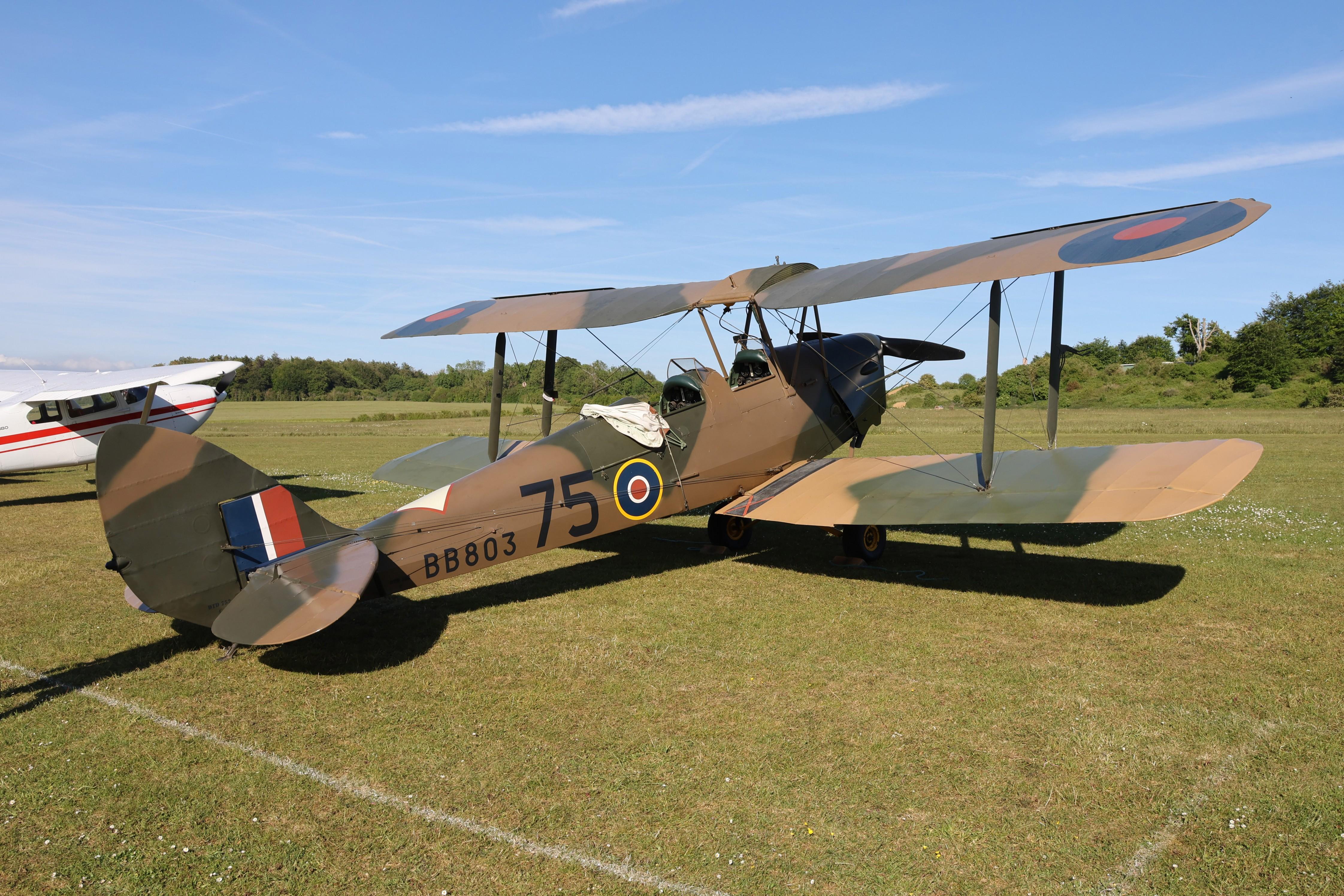 G-ADWJ @ EGHP - BB803 (G-ADWJ) 1935 DH82A Tiger Moth Popham 
 - by PhilR